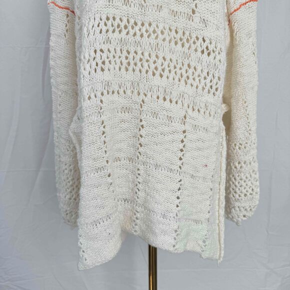 Free People White Sweater Crochet Chunky Knit Oversized Cottagecore Boho Hippie - Picture 4 of 16